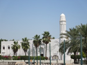 Architecture in Bahrain, by one of the city gardens